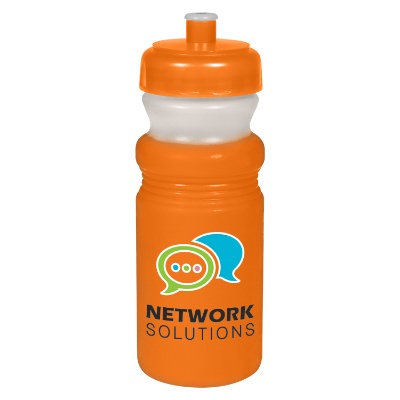 Plastic green to blue mood water bottle personalized with logo in 20 ounces.