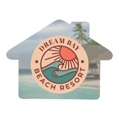 White foam mouse pad with a custom logo.
