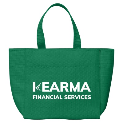 Kelly green polyester custom sprout tote bag.