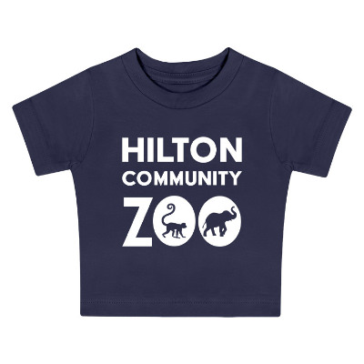 Navy infant tee with custom logo.