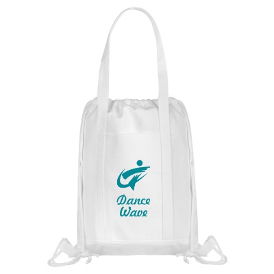 White rPET canvas drawstring bag with personalized logo.