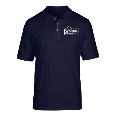 Custom navy cotton short-sleeve polo