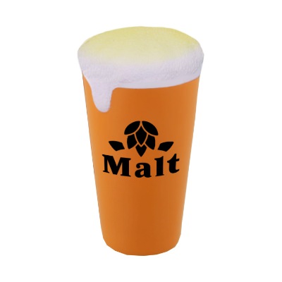 Orange foam stress ball with a custom logo.