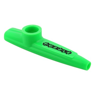 Green plastic kazoo with a custom imprint.
