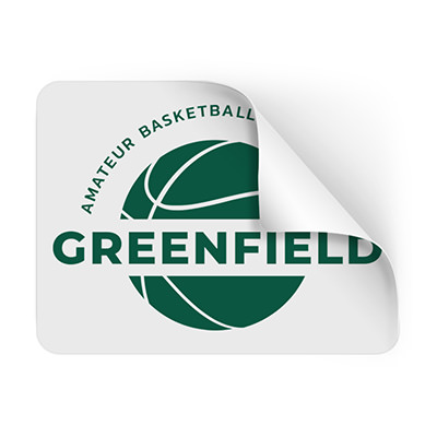 4x3 inch rectangle sticker with custom imprint.