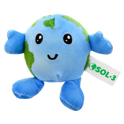 Blue foam stress ball with a personalized imprint.