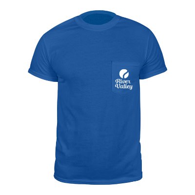 Royal blue customizable short sleeve t-shirt.