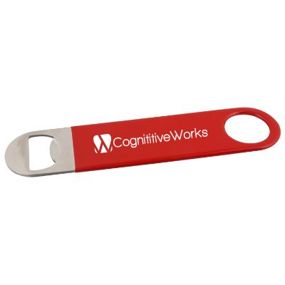Metal red vinyl handle jumbo metal bottle opener personalized.