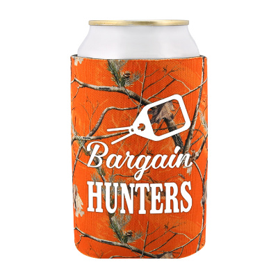 Foam Realtree Blaze Orange licensed collapsible can cooler logoed.