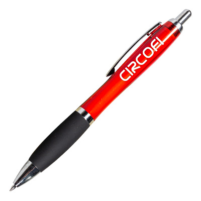 Chrome accented pens with custom logo.