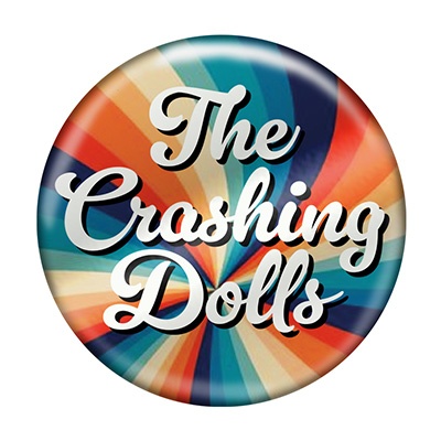 Celluloid white full color button with a custom imprint.