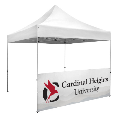 Full-color 10-ft. tent half wall with custom imprint.