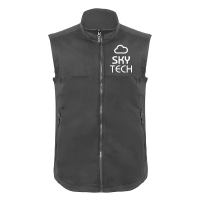 Gray fleece vest with custom logo.