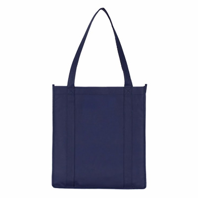 Non-woven polypropylene navy blue boulevard tote blank.