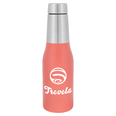 Stainless steel peach water bottle with custom logo in 20 oz.