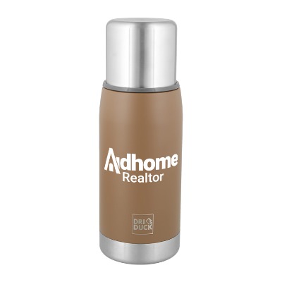 Field khaki stainless bottle with custom logo.