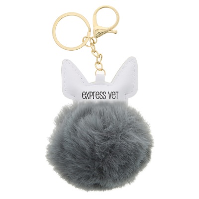 Fluffy dog keyring with custom one color imprint.