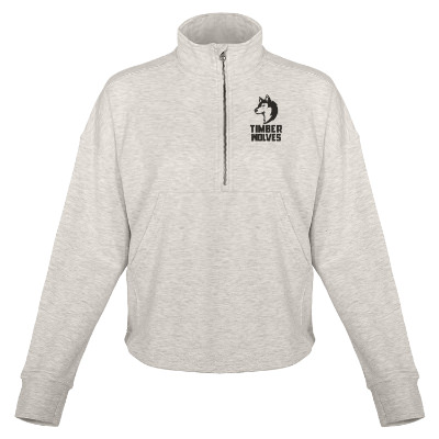 Oatmeal heather womens quarter zip with custom imprint.