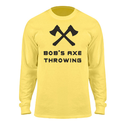 Customized yellow long sleeve cotton t-shirt with logo.