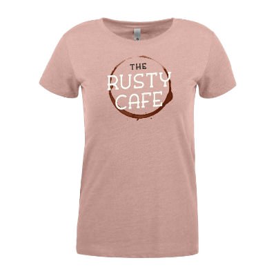 Desert pink ladies' t-shirt with customized full color logo.