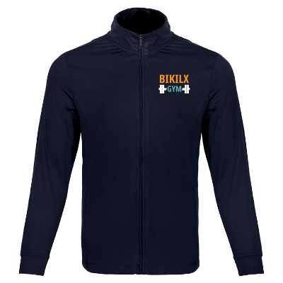 Personalized navy jacket with full color logo.