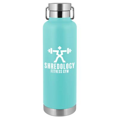Matte mint stainless bottle with custom logo.