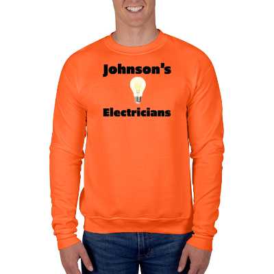 Customized safety orange blened crewneck with custom logo