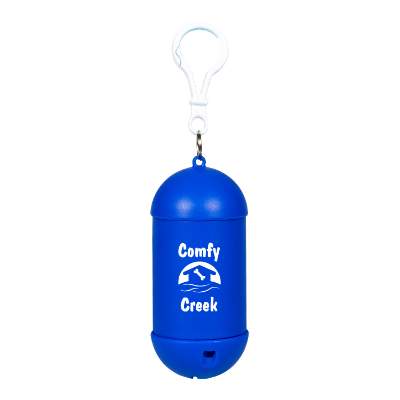 Blue waste bag caddy with imprint. 