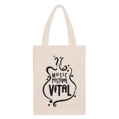 Natural cotton tote bag with custom logo and reinforced handles.