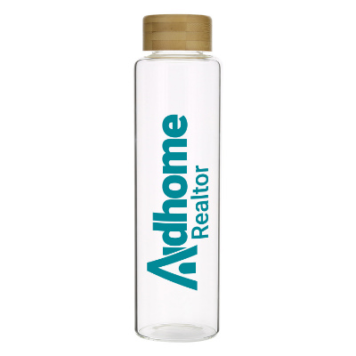 Glass water bottle with custom logo in 18.6 oz.