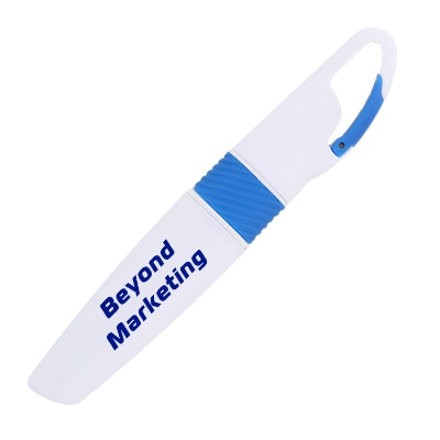Plastic clip 'n go highlighter with branded imprinting.