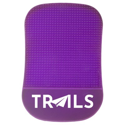 Purple jelly dashboard sticky pad with customized imprint.