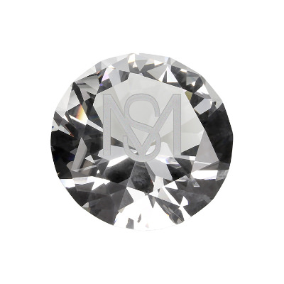 Crystal award with custom laser engraved imprint.