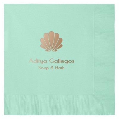 3Ply tissue hunter green dinner napkin with foil custom branding.