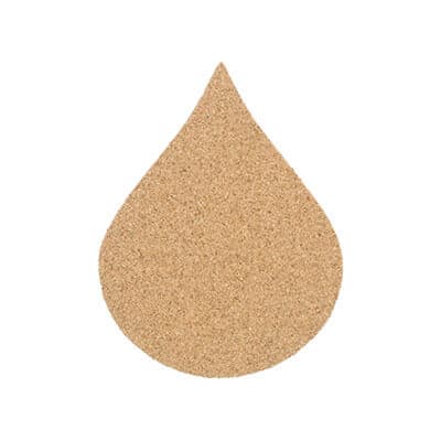 Cork 3.5 inches water drop coaster blank.