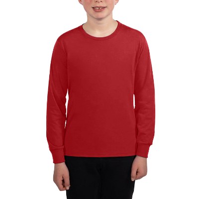 Plain red youth long sleeve t-shirt.