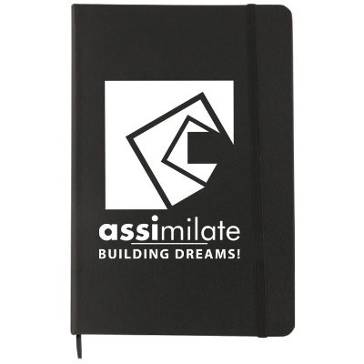 PVC and cardboard black shelly journal with imprinting.