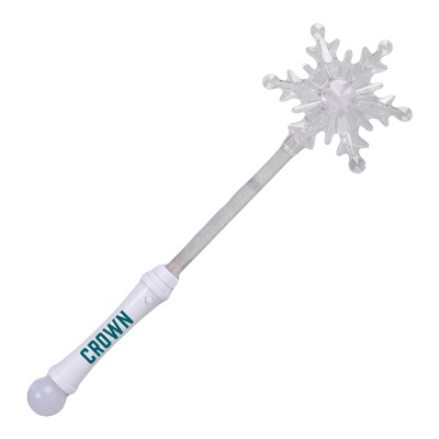 White plastic LED wand with a custom logo.
