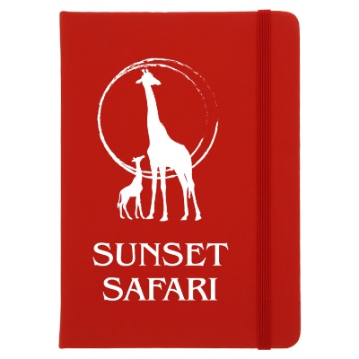 Red journal with antimicrobial additive and custom logo.