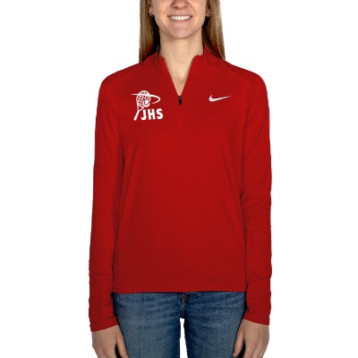 Custom imprinted red ladies sweatshirt.