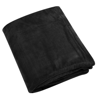 Black microfleece throw.