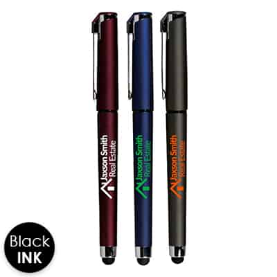 Chrome accented pens with custom logo.