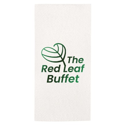 2Ply tissue white foil stamped 1/8 fold dinner napkins with logo.