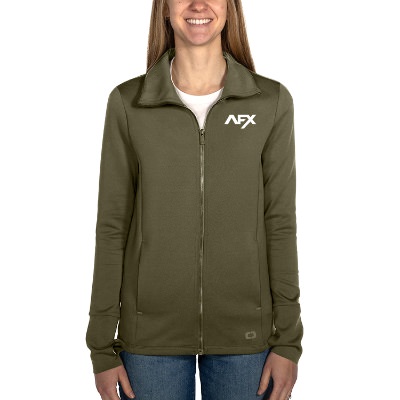 Ladies custom imprinted green full zip.