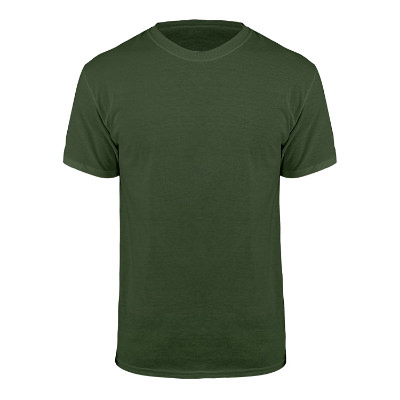 Blank military green cotton-poly t-shirt.