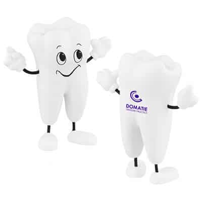 Foam tooth stress ball man with customized imprint.