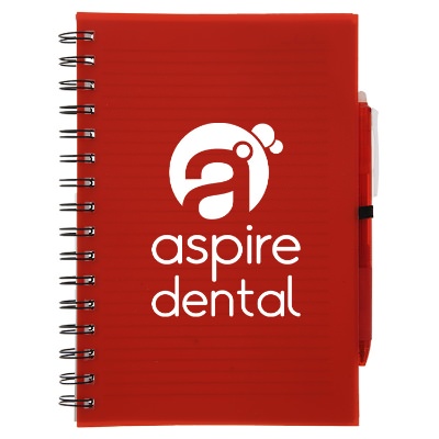 Take-Two spiral notebook with erasable pen and personalized imprint.