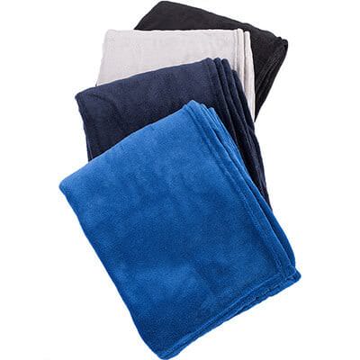 Blank royal blue ultra soft polyester fleece blanket.