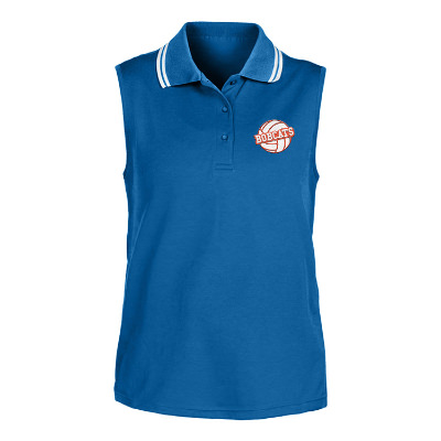 Custom embroidered blue ladies' Sleeveless polo