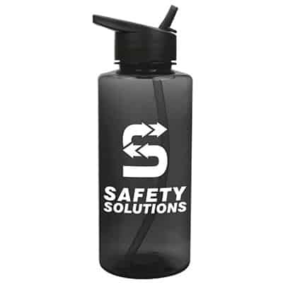 Tritan smoke water bottle with custom logo and flip straw lid in 36 ounces.